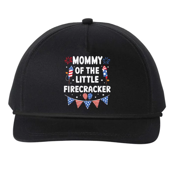 4th of July Birthday Mom Mommy Of The Little Firecracker Snapback Five-Panel Rope Hat