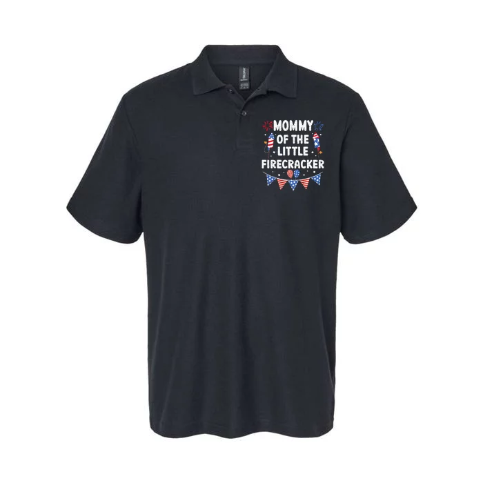 4th of July Birthday Mom Mommy Of The Little Firecracker Softstyle Adult Sport Polo