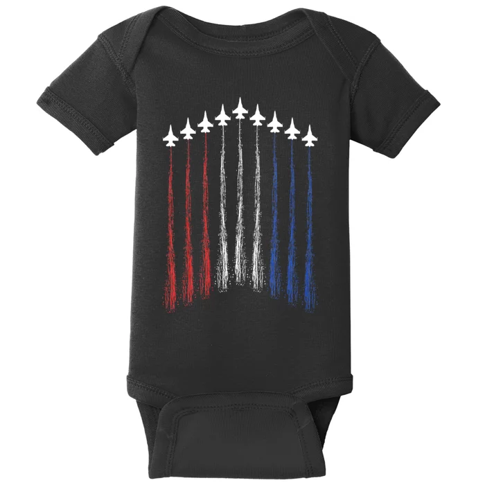 4th Of July Jet Fighter American Flag Patriotic Hero Flying Baby Bodysuit