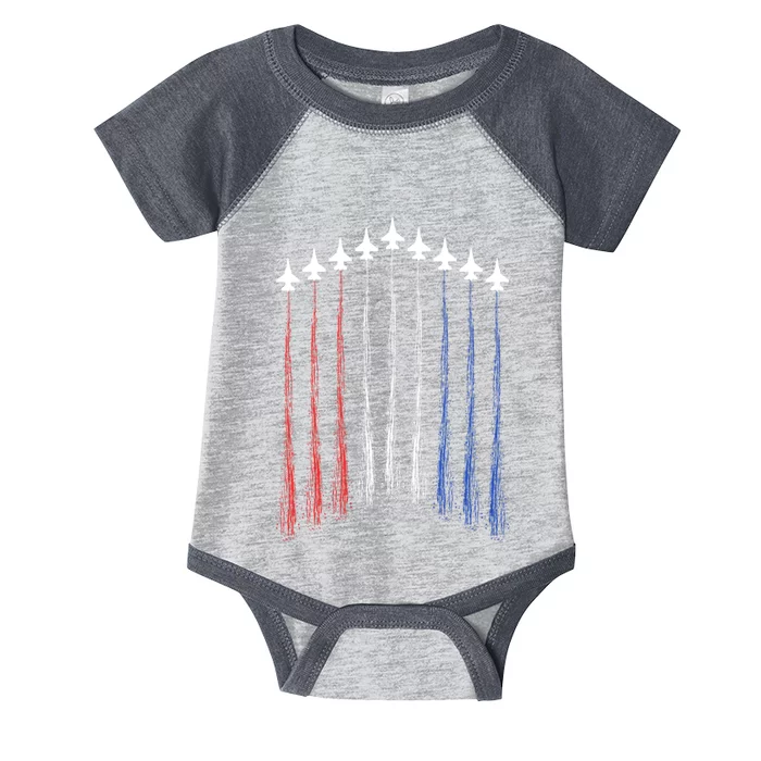 4th Of July Jet Fighter American Flag Patriotic Hero Flying Infant Baby Jersey Bodysuit