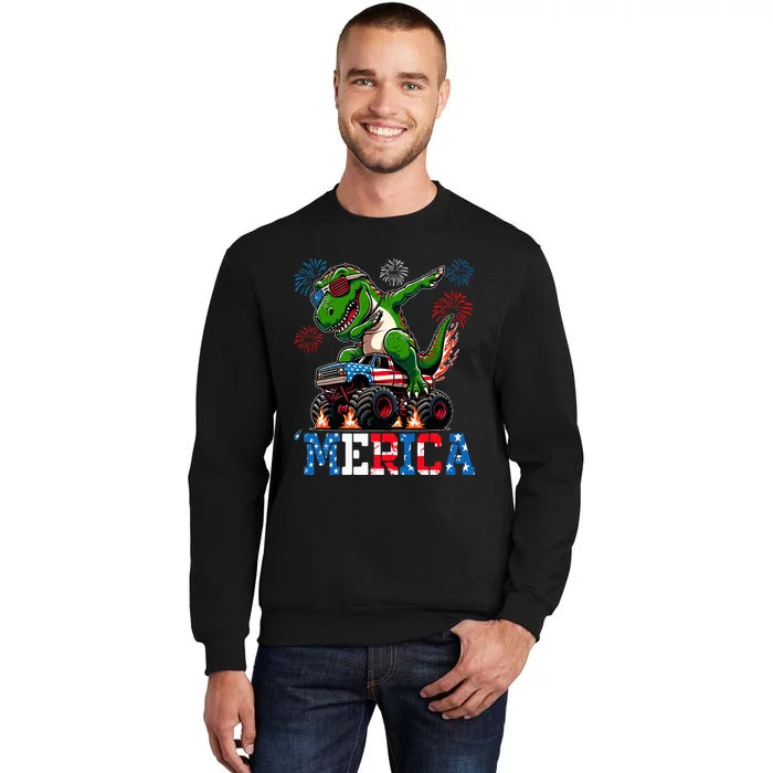 4th Of July Merica Trex Riding Monster Truck Usa Sweatshirt