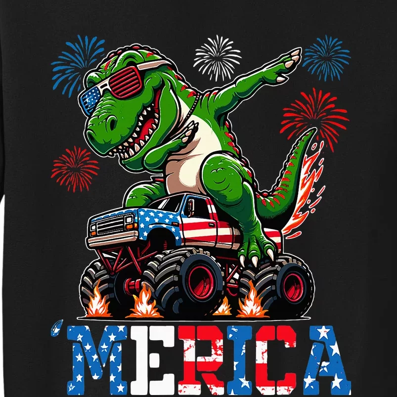 4th Of July Merica Trex Riding Monster Truck Usa Sweatshirt