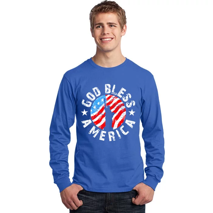 4th Of July! God Bless America Usa Statue Of Liberty Gift Tall Long Sleeve T-Shirt