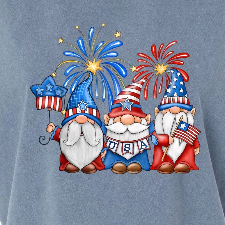 4th Of July American Gnomes Celebrating Independence Day Garment-Dyed Women's Muscle Tee