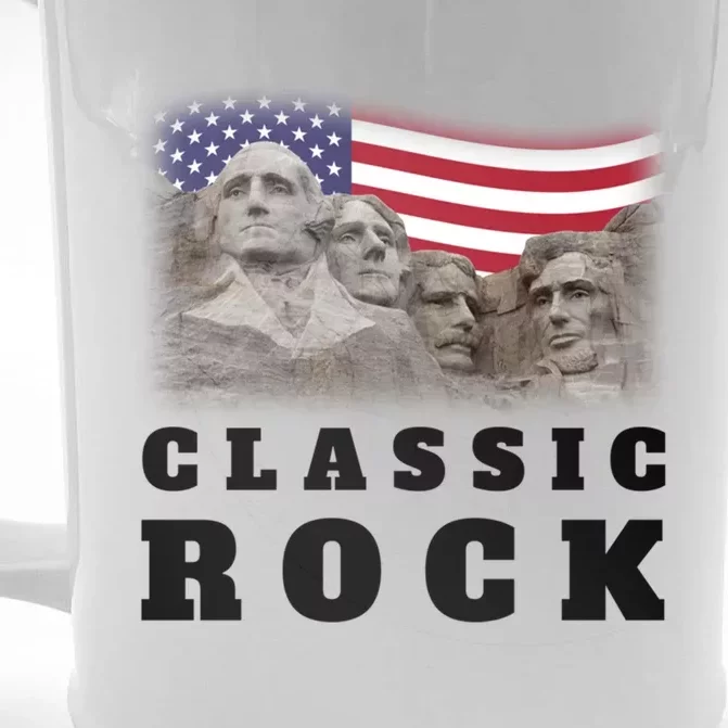 4th Of July Classic Rock Mount Rushmore Funny Gift Front & Back Beer Stein