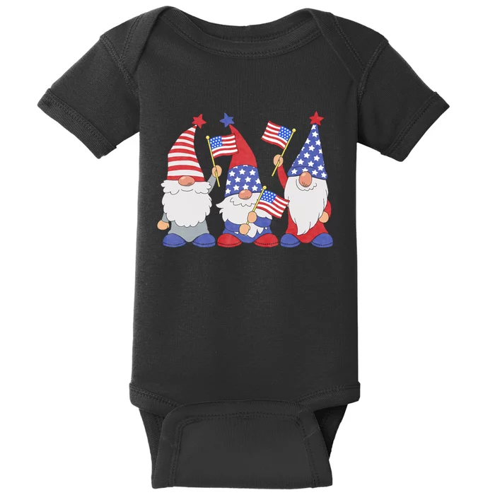 4th Of July 2024 Patriotic Gnomes Funny American Usa Baby Bodysuit