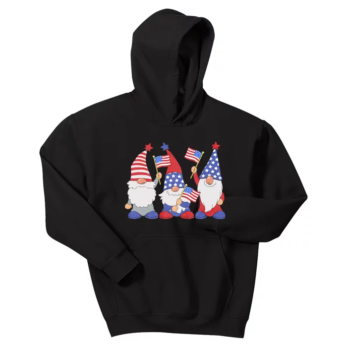 4th Of July 2024 Patriotic Gnomes Funny American Usa Kids Hoodie