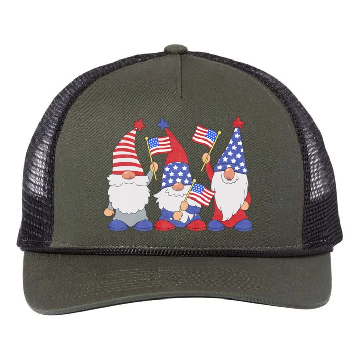 4th Of July 2024 Patriotic Gnomes Funny American Usa Retro Rope Trucker Hat Cap