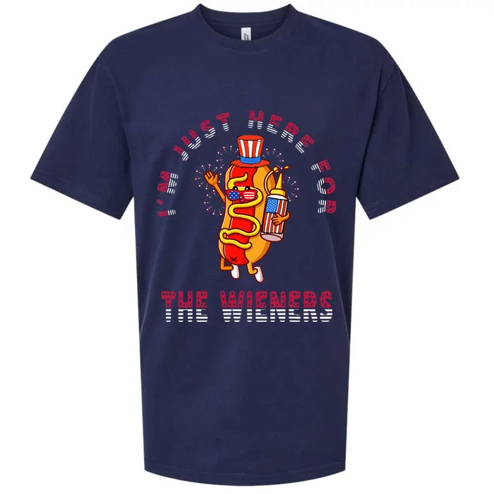 4th Of July Im Just Here For The Wieners Hot Dogs Funny Sueded Cloud Jersey T-Shirt