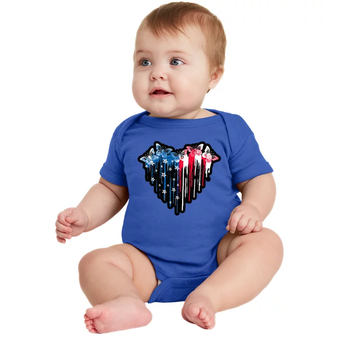 4th Of July Patrioric Butterflies Usa Flag Stars Design Gift Baby Bodysuit