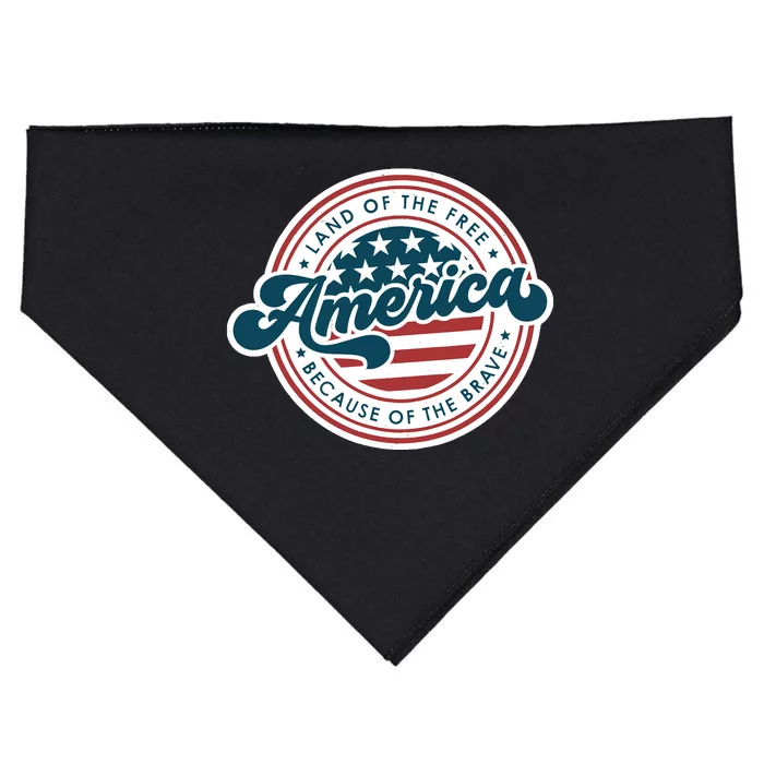 4th Of July America The Land Of The Free Because Of Brave USA-Made Doggie Bandana