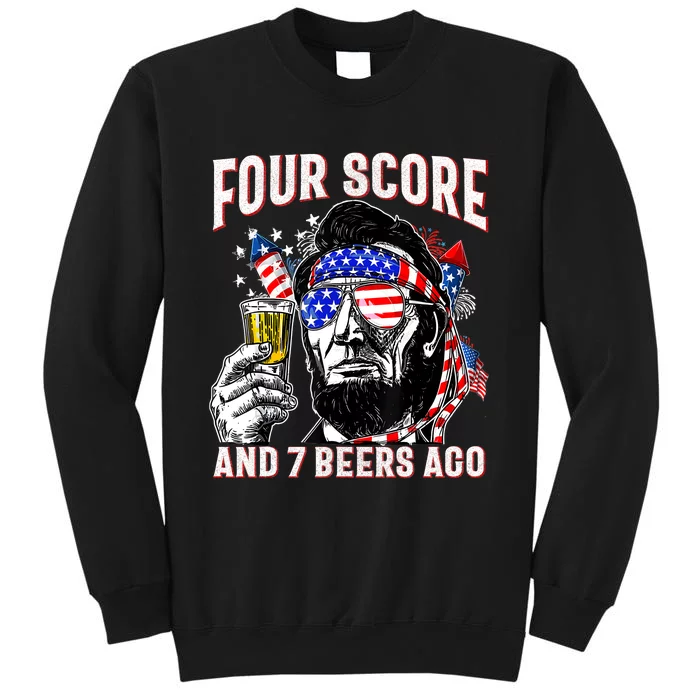 4th Of July Drinking Beer Patriot Four Score And 7 Beers Ago Tall Sweatshirt