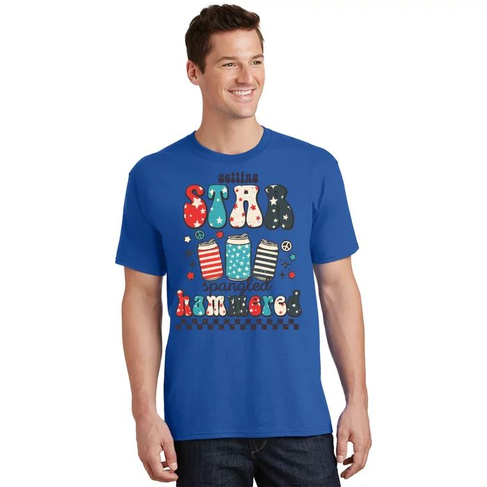 4th Of July Groovy Getting Star Spangled Hammered Beer Gift T-Shirt