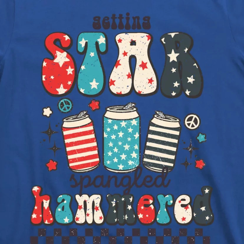 4th Of July Groovy Getting Star Spangled Hammered Beer Gift T-Shirt