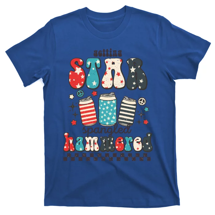 4th Of July Groovy Getting Star Spangled Hammered Beer Gift T-Shirt