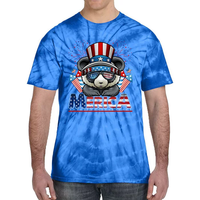 4th Of July Panda Celebrating Independence Us Flag Merica Meaningful Gift Tie-Dye T-Shirt