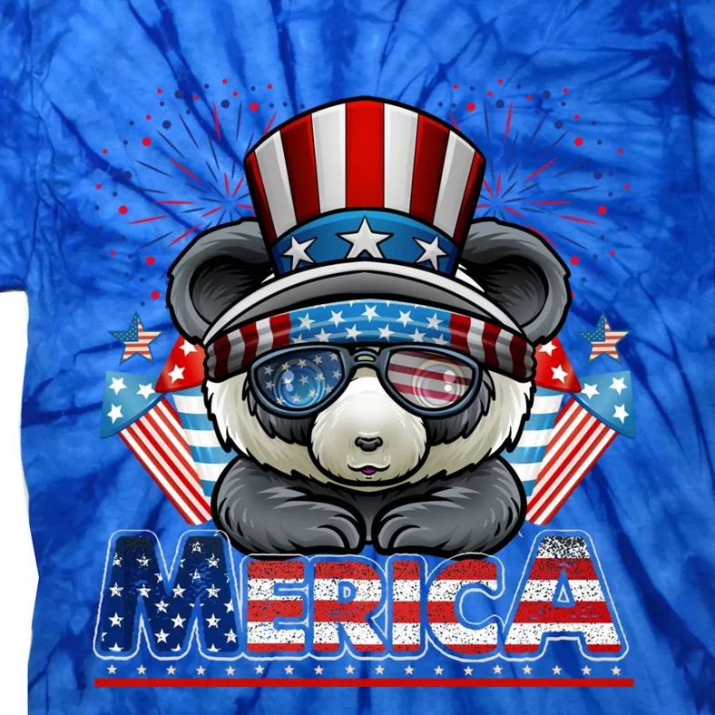 4th Of July Panda Celebrating Independence Us Flag Merica Meaningful Gift Tie-Dye T-Shirt