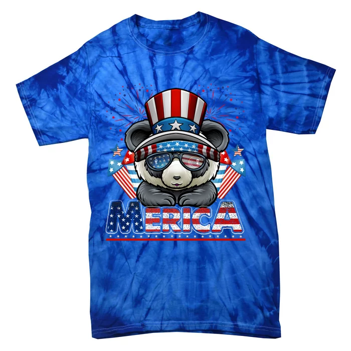 4th Of July Panda Celebrating Independence Us Flag Merica Meaningful Gift Tie-Dye T-Shirt