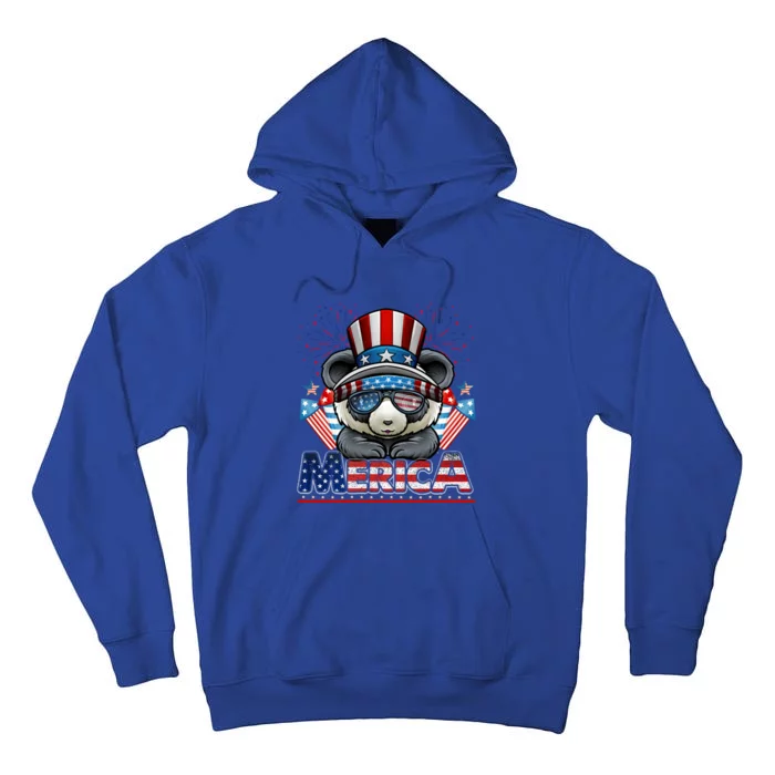 4th Of July Panda Celebrating Independence Us Flag Merica Meaningful Gift Tall Hoodie