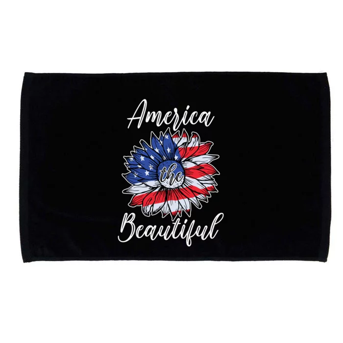 4th Of July Sunflower Flag America Beautiful Stars Stripes Gift Microfiber Hand Towel