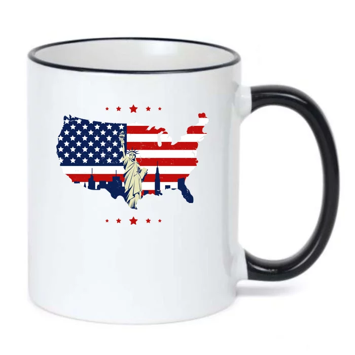 4th Of July American Flag Statue Of Liberty Black Color Changing Mug