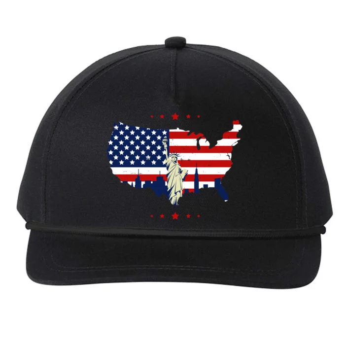 4th Of July American Flag Statue Of Liberty Snapback Five-Panel Rope Hat