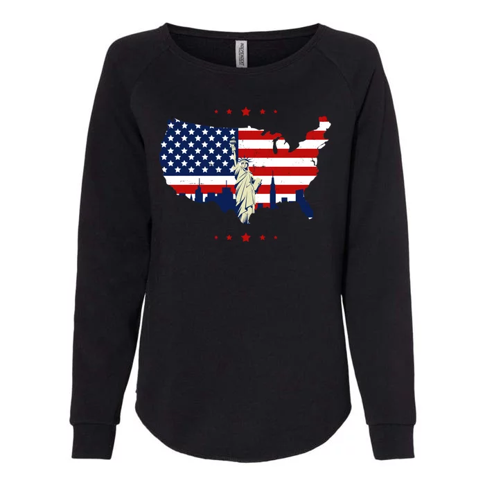 4th Of July American Flag Statue Of Liberty Womens California Wash Sweatshirt