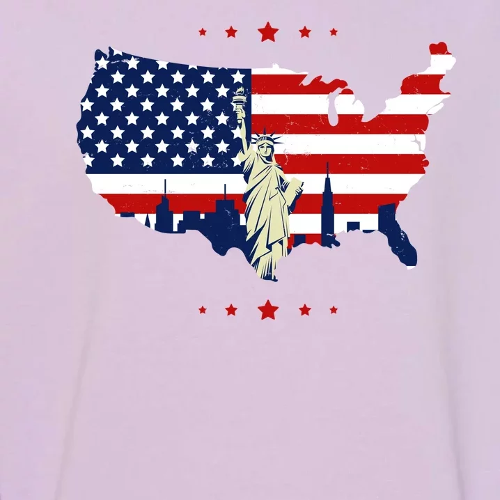 4th Of July American Flag Statue Of Liberty Garment-Dyed Sweatshirt