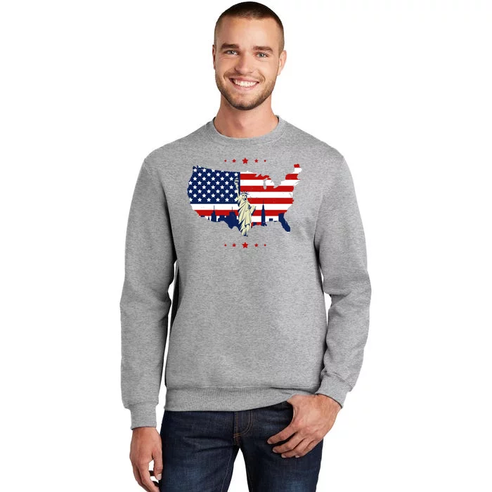 4th Of July American Flag Statue Of Liberty Tall Sweatshirt