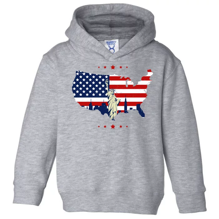 4th Of July American Flag Statue Of Liberty Toddler Hoodie