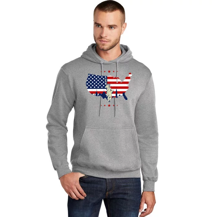 4th Of July American Flag Statue Of Liberty Tall Hoodie