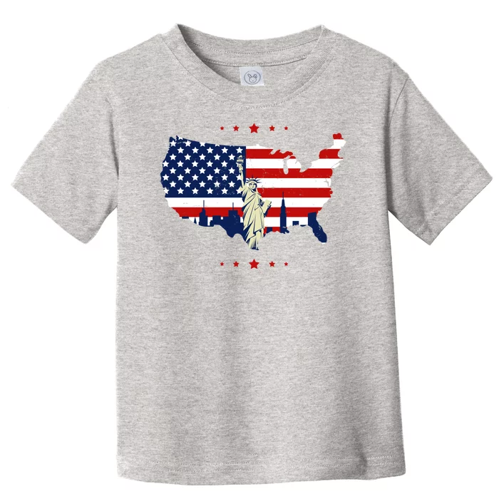 4th Of July American Flag Statue Of Liberty Toddler T-Shirt