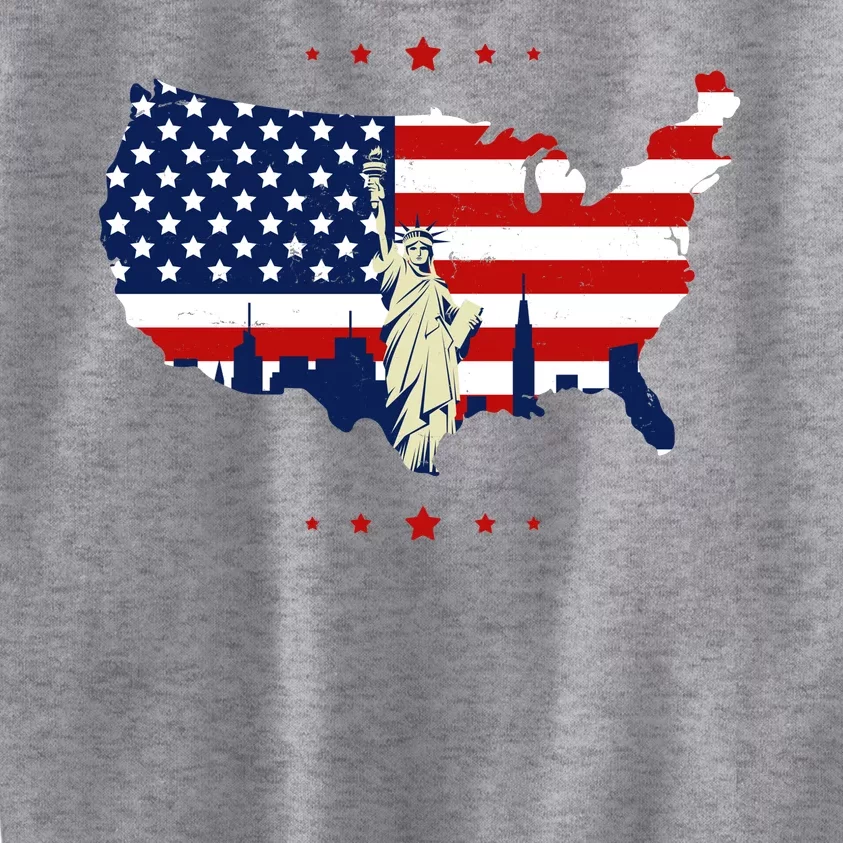 4th Of July American Flag Statue Of Liberty Kids Sweatshirt