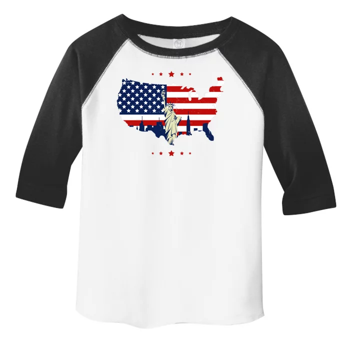 4th Of July American Flag Statue Of Liberty Toddler Fine Jersey T-Shirt