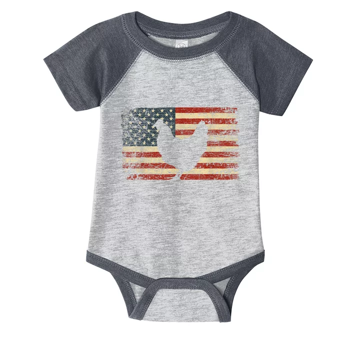 4th of July Chicken Patriotic American Flag Wo Girl Infant Baby Jersey Bodysuit