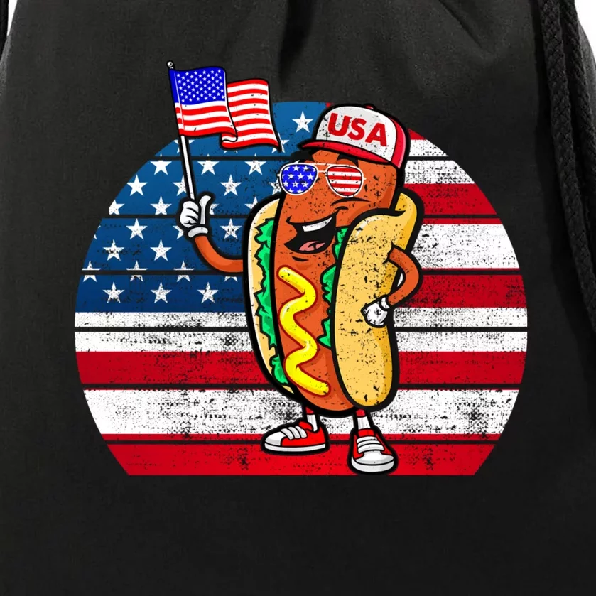 4th Of July Hot Dog Hotdog 4th Of July Drawstring Bag