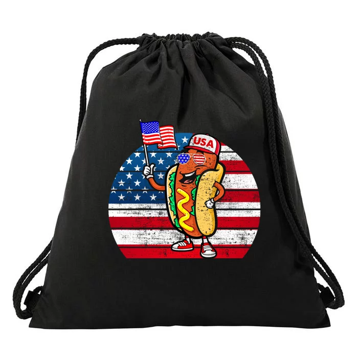 4th Of July Hot Dog Hotdog 4th Of July Drawstring Bag