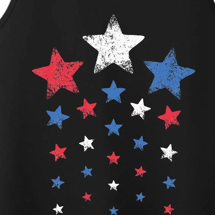 4th Of July Cute Red White Blue Stars Performance Tank