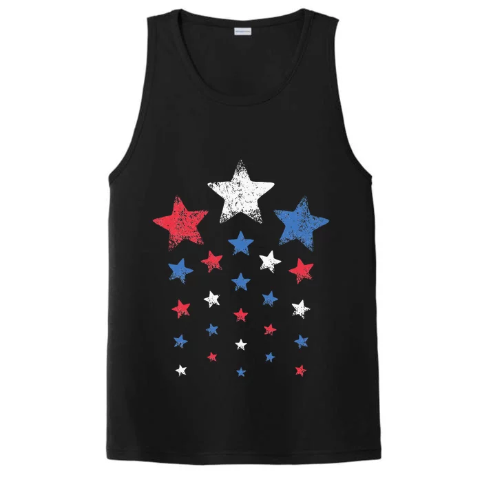 4th Of July Cute Red White Blue Stars Performance Tank