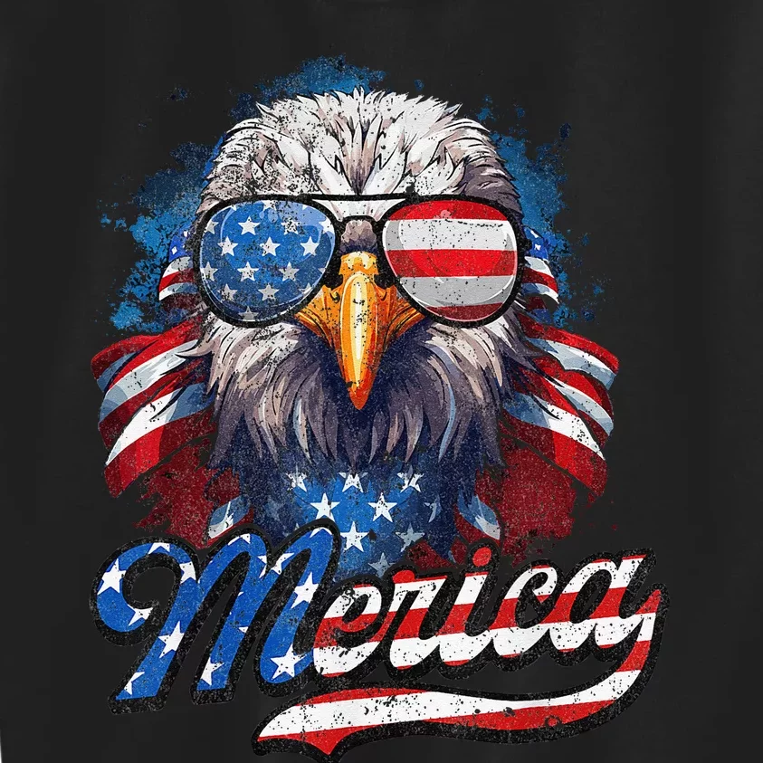 4th of July Merica Eagle USA Flag American Independence Day Kids Sweatshirt