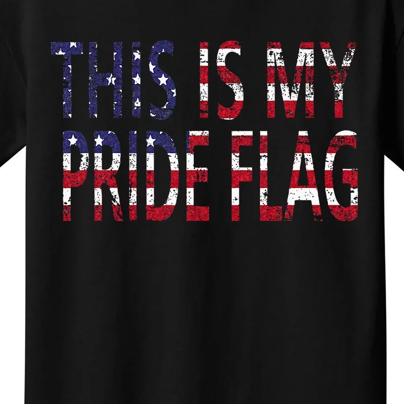 4th of july this is my pride flag usa american land identity Kids T-Shirt