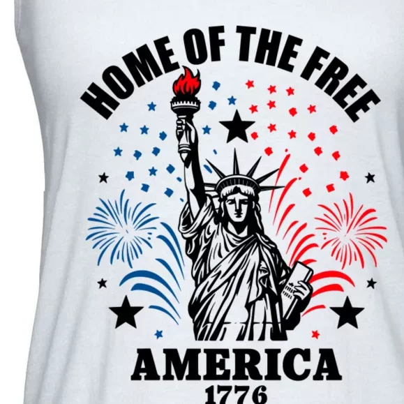 4th Of July Home Of The Free America 1776 Ladies Essential Flowy Tank