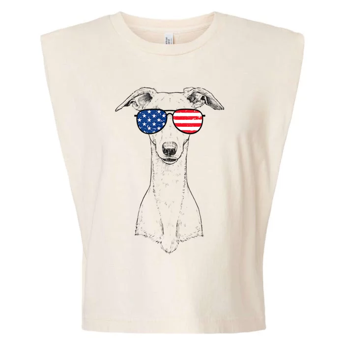 4th Of July Whippet Dog Patriotic USA Sunglasses American Garment-Dyed Women's Muscle Tee