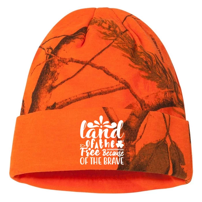 4th Of July Gift Funny Gift Land Of The Free Because Of The Brave Cute Gift Kati - 12in Camo Beanie