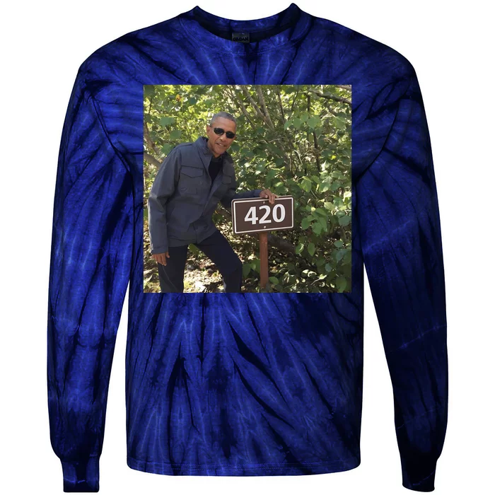 420 Obama Print Tie-Dye Long Sleeve Shirt