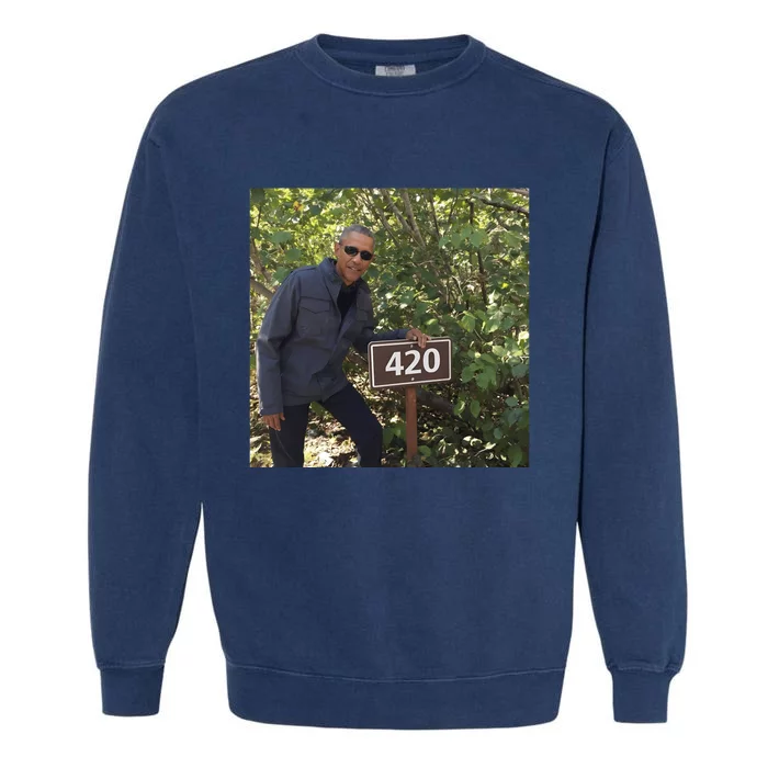 420 Obama Print Garment-Dyed Sweatshirt