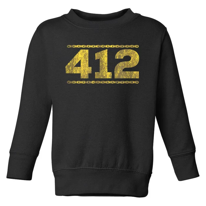 412 Pittsburgh Distressed Chain Yinzer City Retro Toddler Sweatshirt