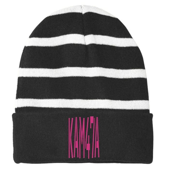 47th President Kamala Harris 2024 First Woman Female Empower Striped Beanie with Solid Band