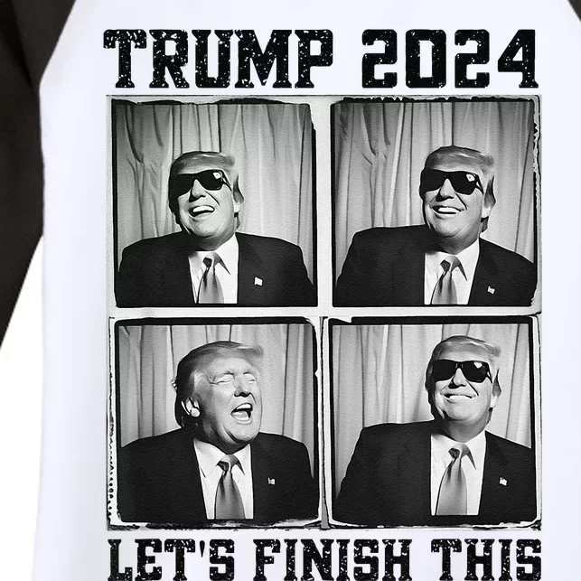 47th President Trump Second Term LetS Finish This Trump Women's Tri-Blend 3/4-Sleeve Raglan Shirt