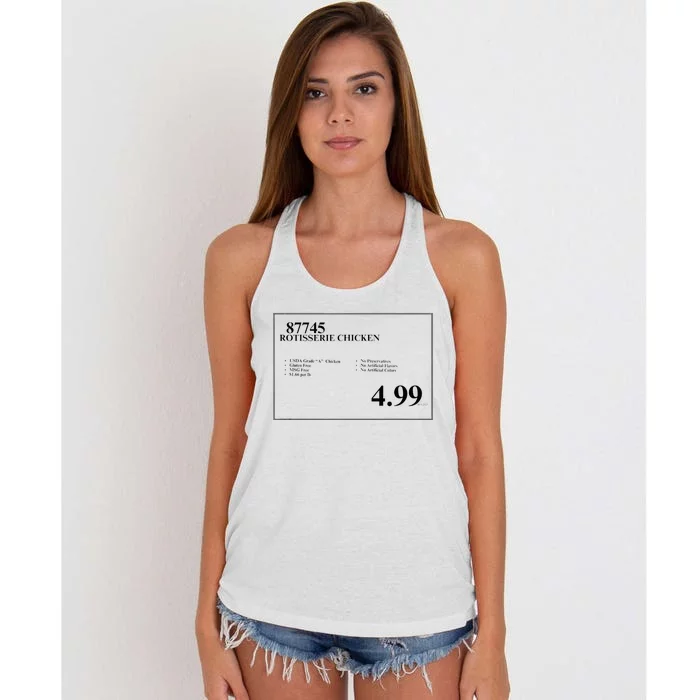 4.99 Rotisserie Chicken Sign Women's Knotted Racerback Tank